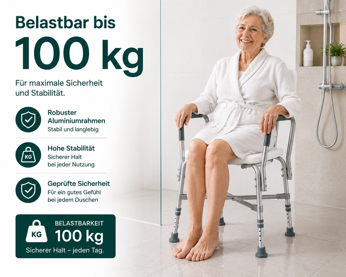 Duschstuhl mit Rückenlehne & Armlehnen